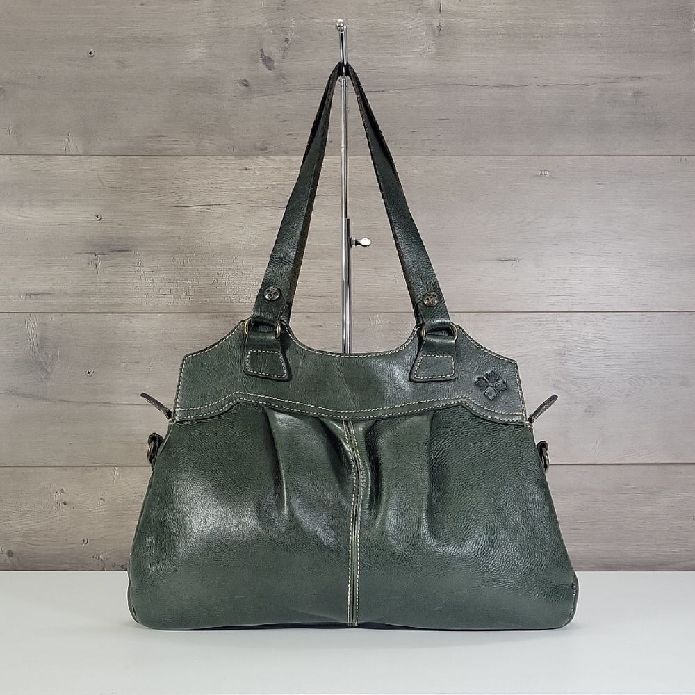 Patricia Nash Dark Green Leather Napoli Satchel Handbag Purse Tote - Picture 1 of 16